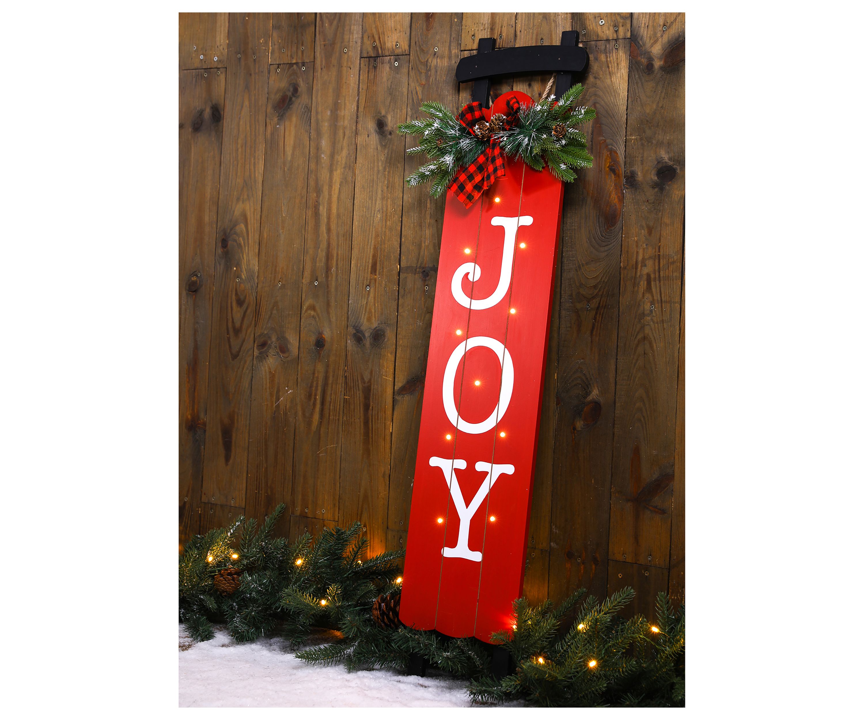 Lighted Wooden Sleigh Joy  Porch Sign