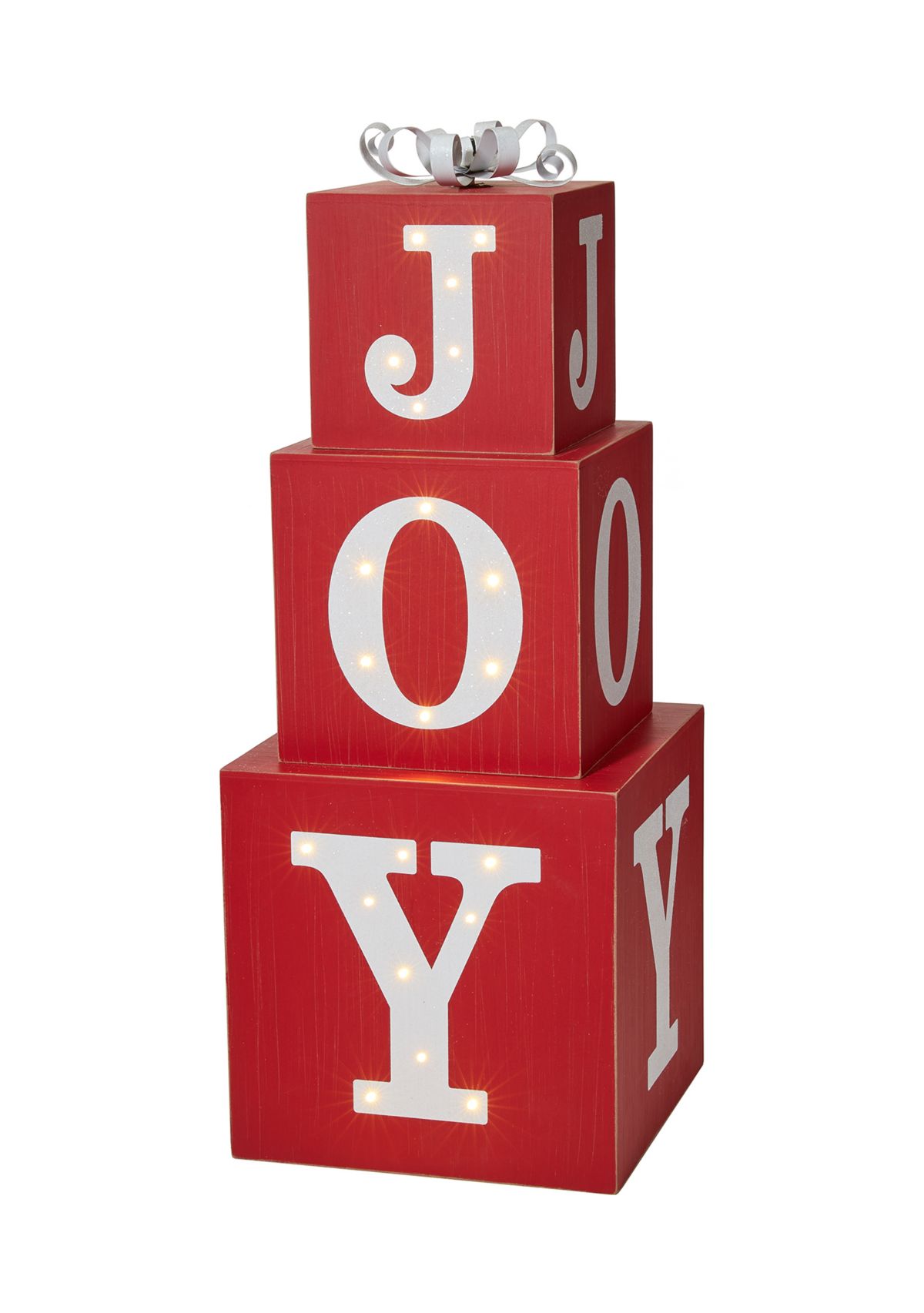 Lighted Wooden Block JOY Porch Sign