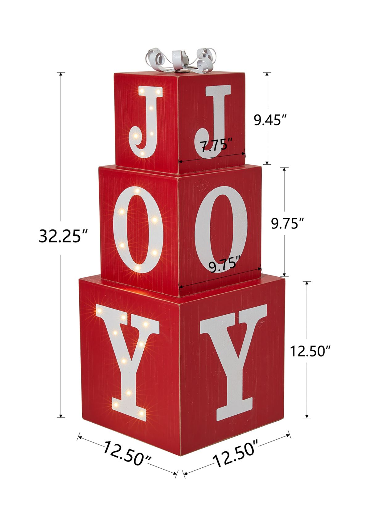 Lighted Wooden Block JOY Porch Sign