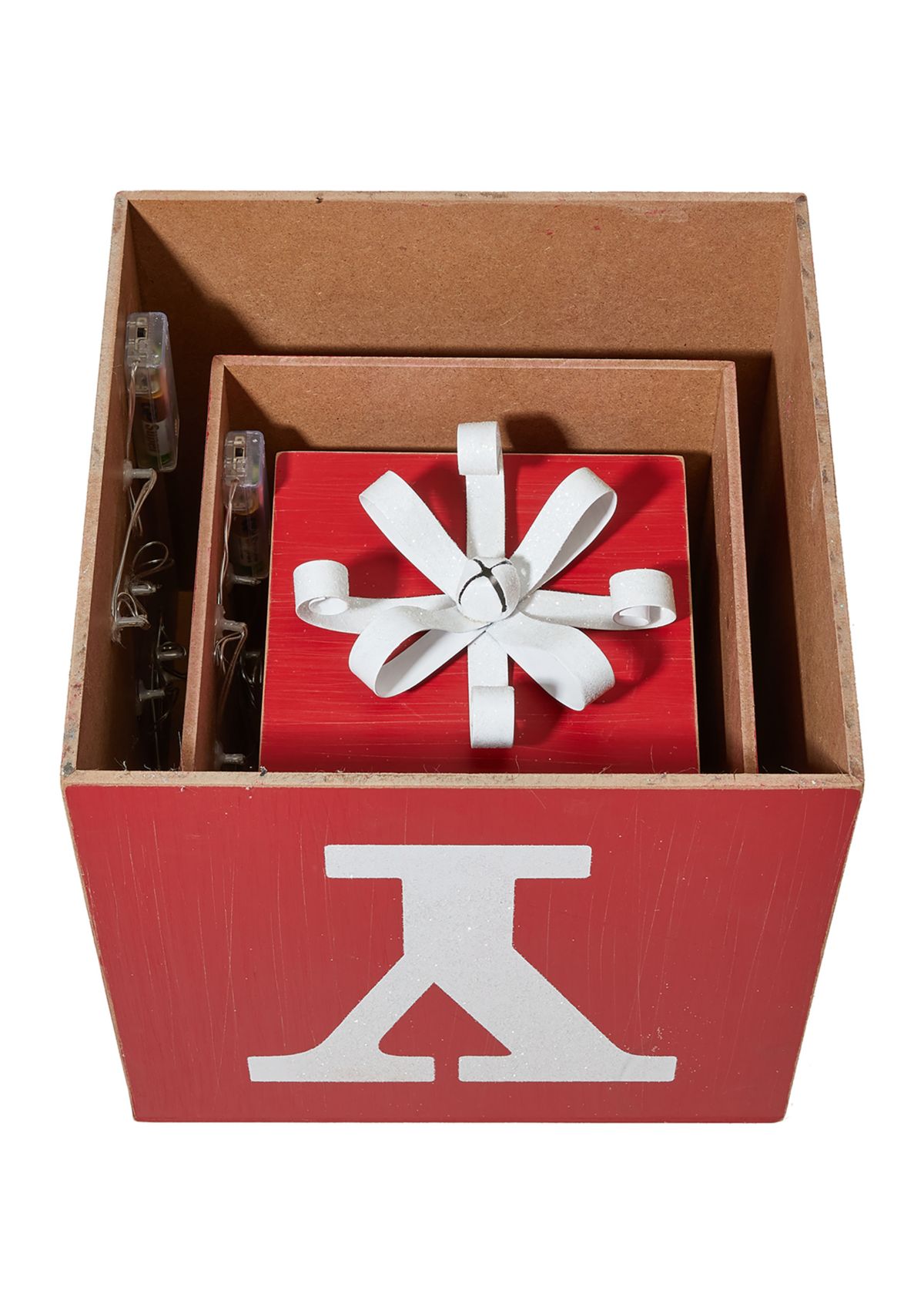 Lighted Wooden Block JOY Porch Sign