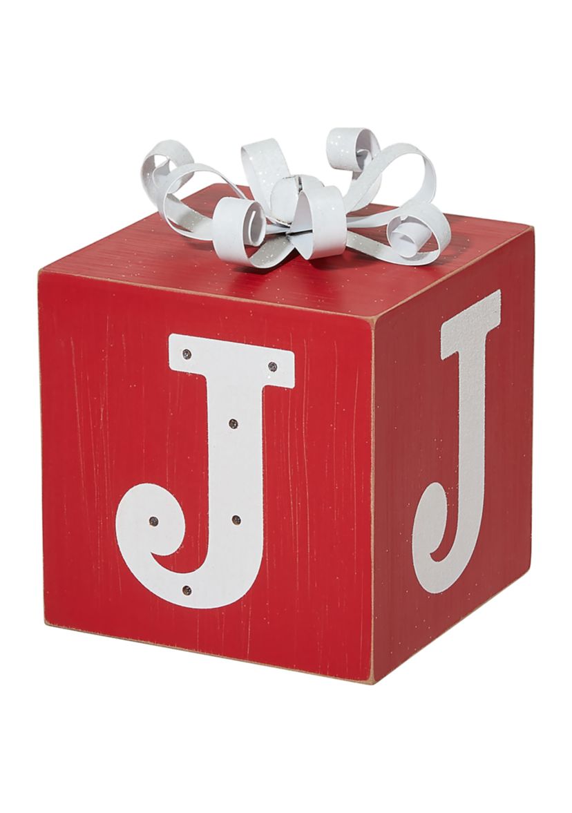 Lighted Wooden Block JOY Porch Sign