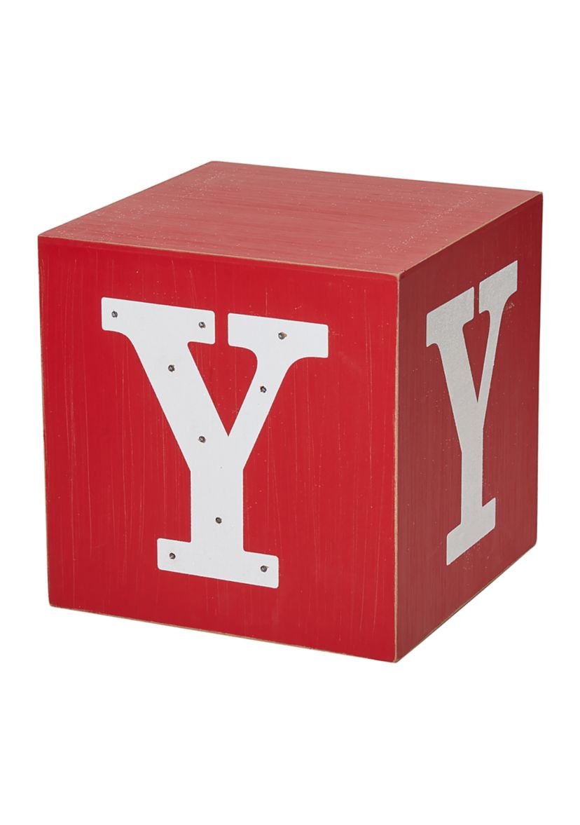 Lighted Wooden Block JOY Porch Sign