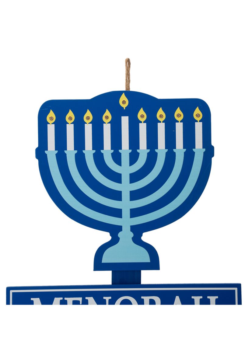 Wooden Hanukkah Yard Stke with Light