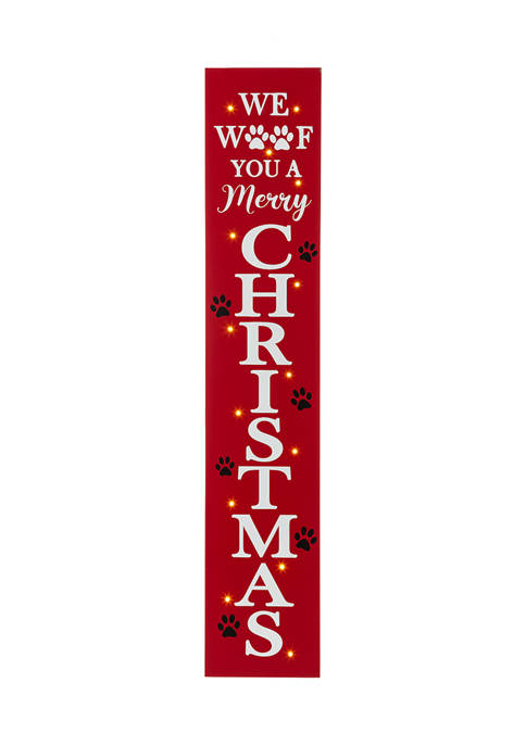 Glitzhome Lighted Wooden Pet "Christmas" Porch Sign