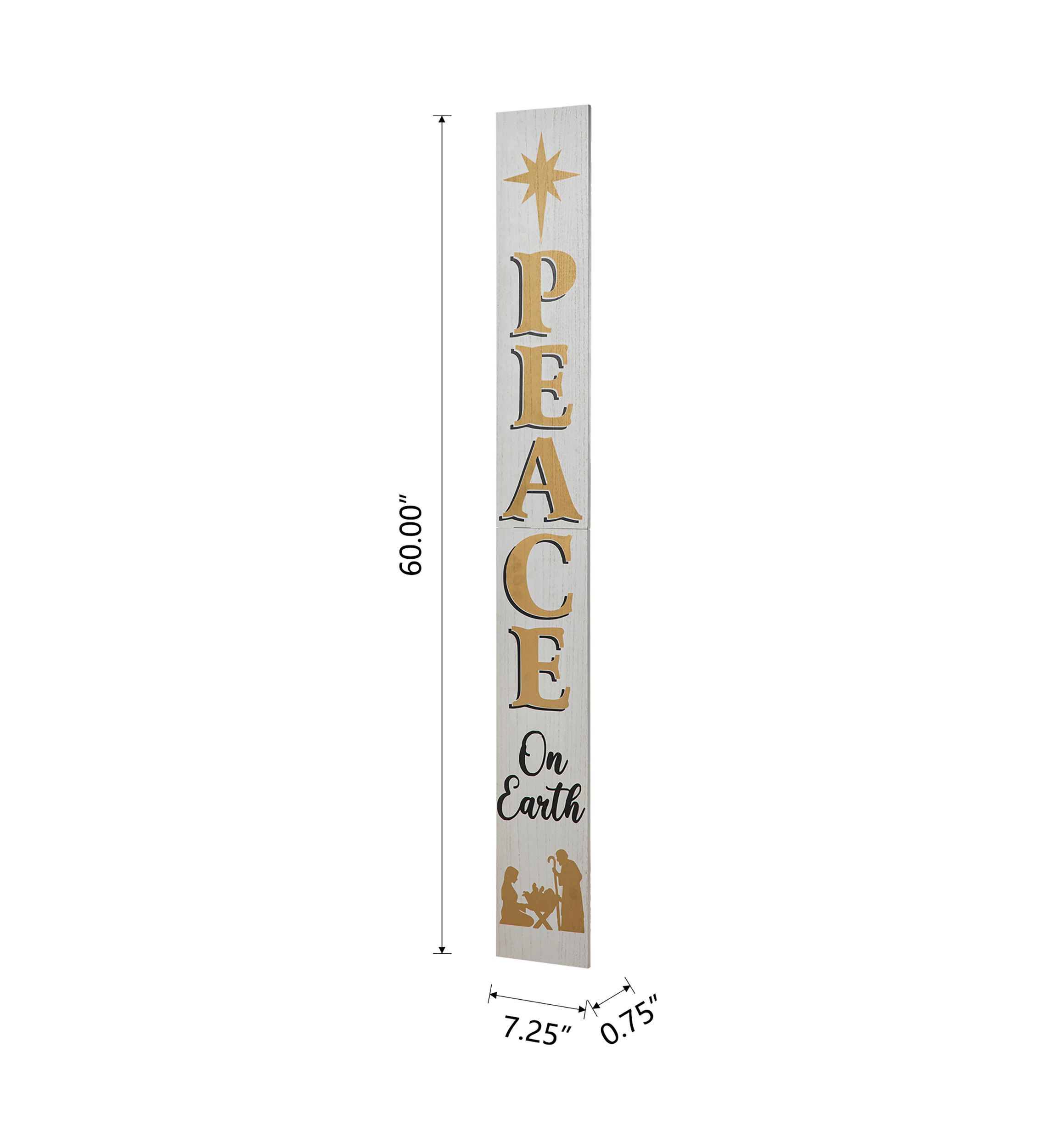 Wooden Nativity PEACE Porch Sign