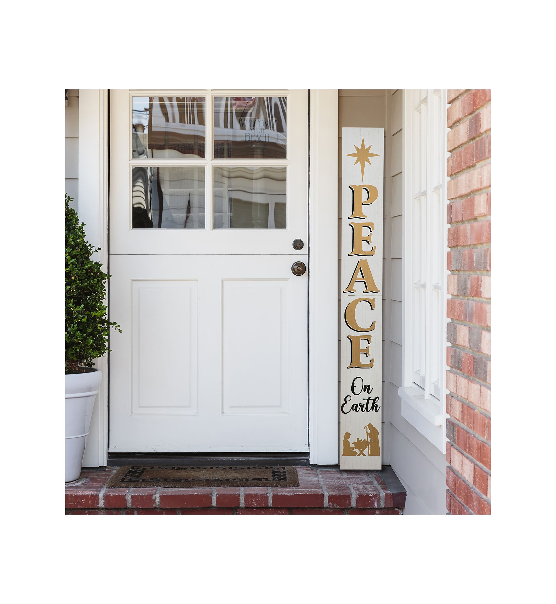 Wooden Nativity PEACE Porch Sign