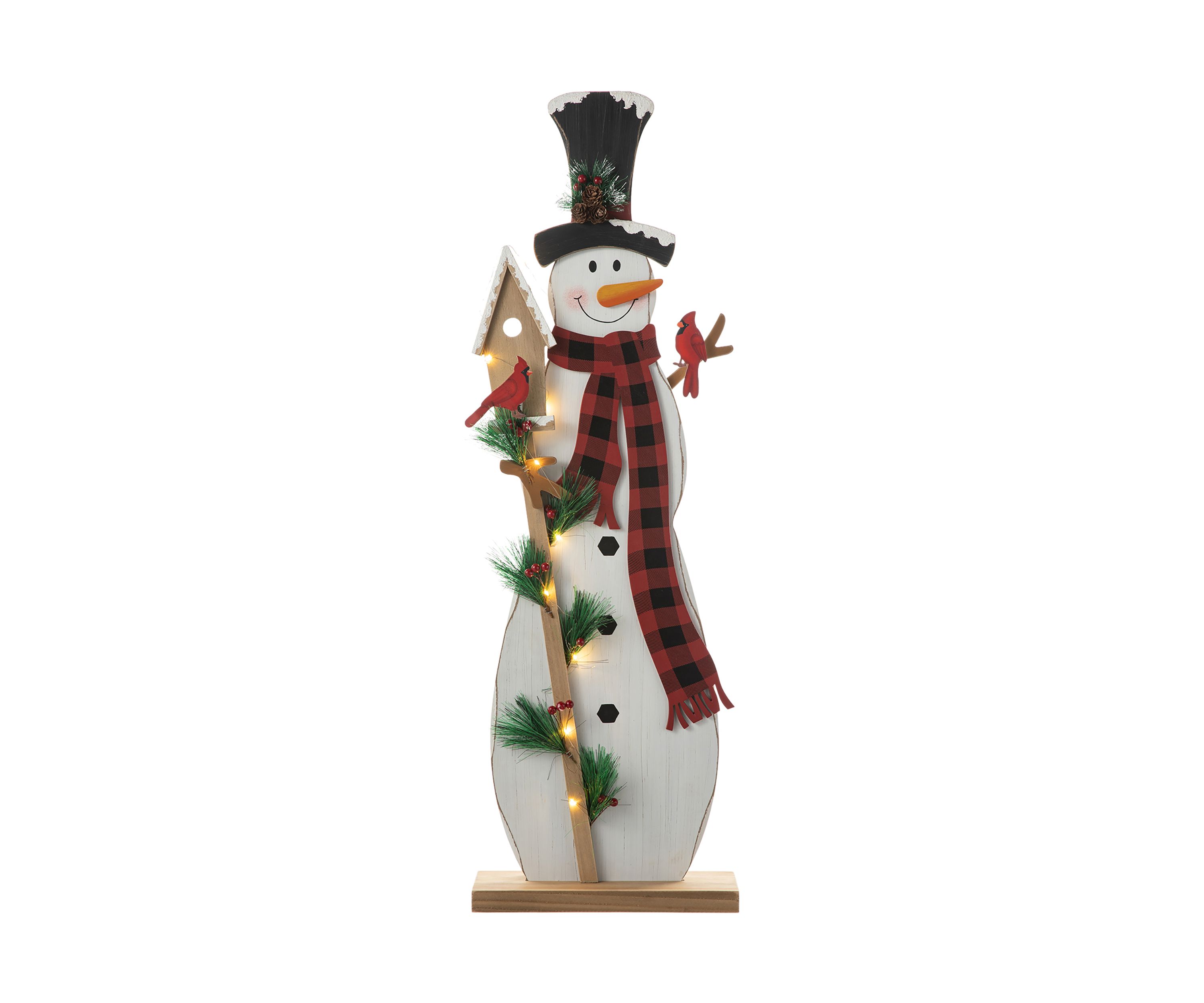 Lighted Wooden Snowman Porch Decor