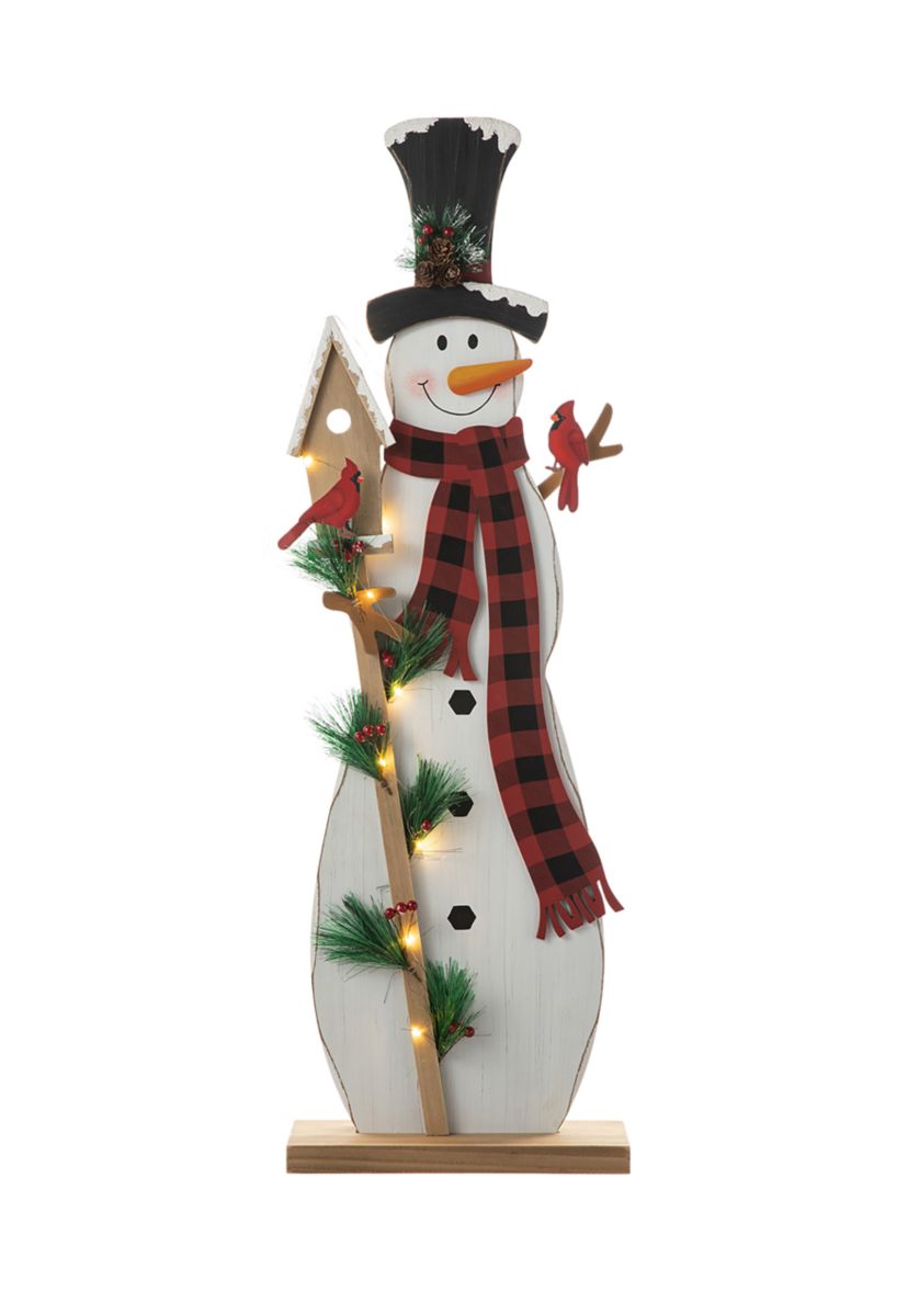 Lighted Wooden Snowman Porch Decor