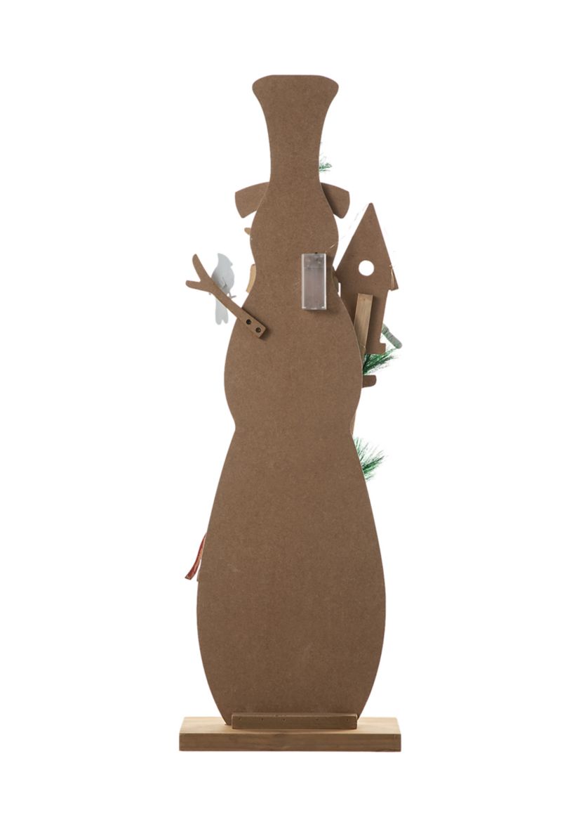 Lighted Wooden Snowman Porch Decor