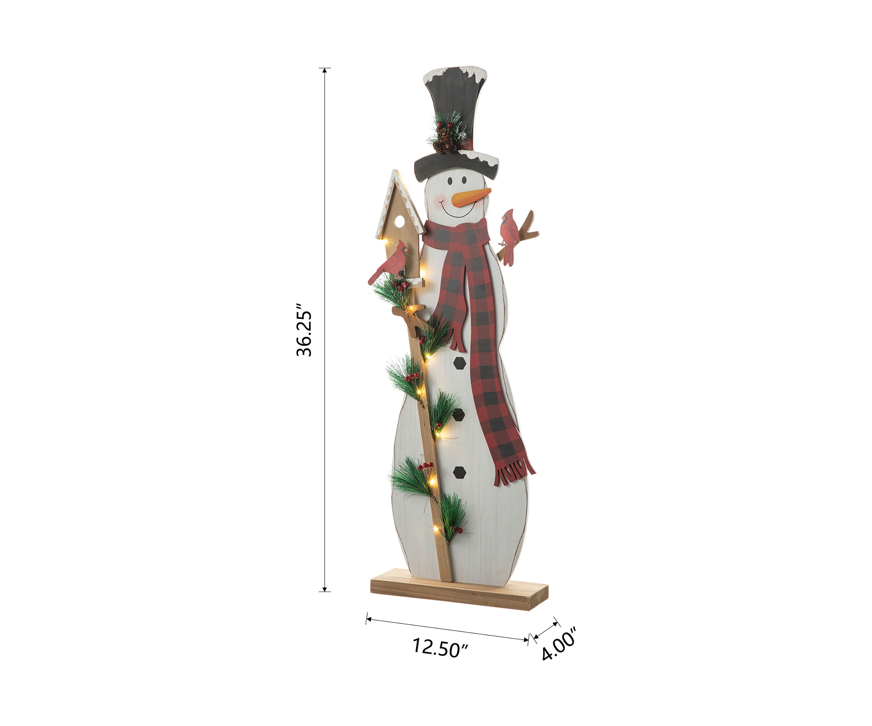 Lighted Wooden Snowman Porch Decor