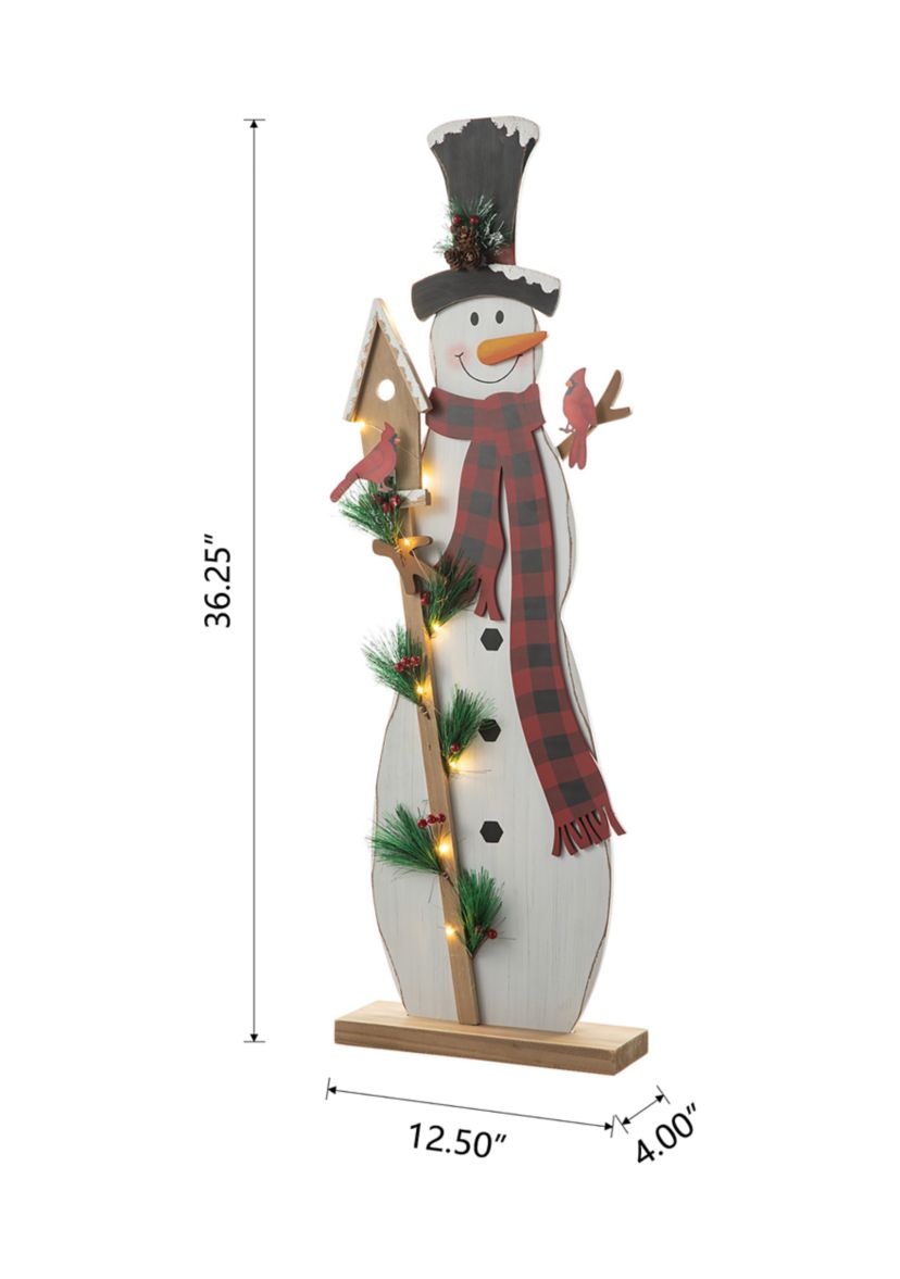 Lighted Wooden Snowman Porch Decor