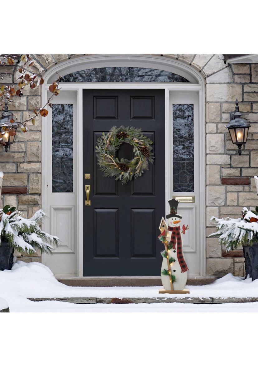 Lighted Wooden Snowman Porch Decor