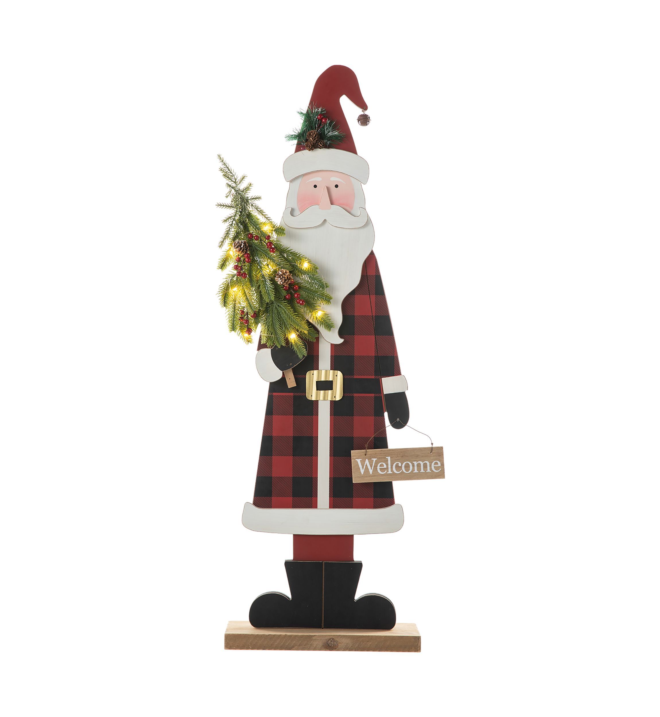 Lighted Wooden Santa Porch Decor