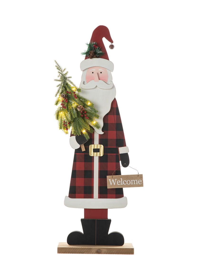 Lighted Wooden Santa Porch Decor