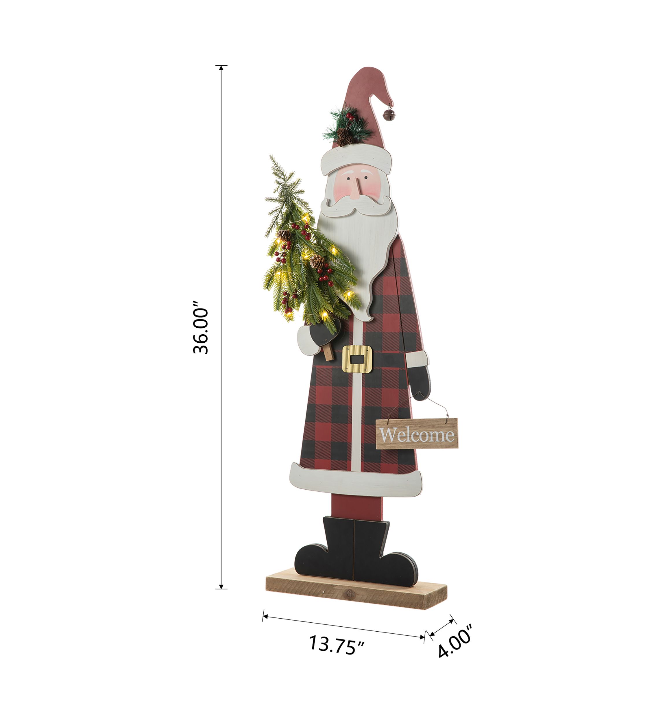 Lighted Wooden Santa Porch Decor