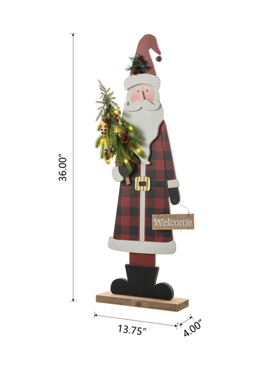 Lighted Wooden Santa Porch Decor