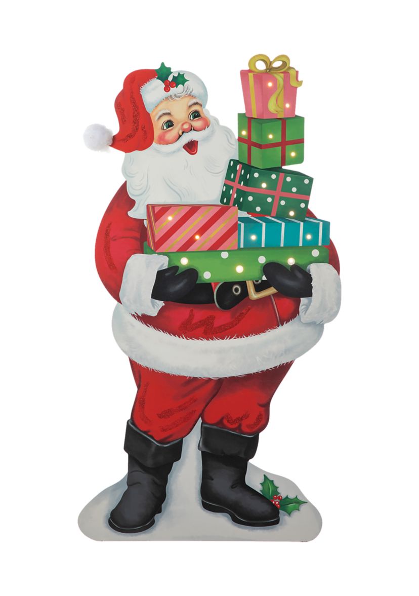 Wooden Santa Gifts Porch Decor