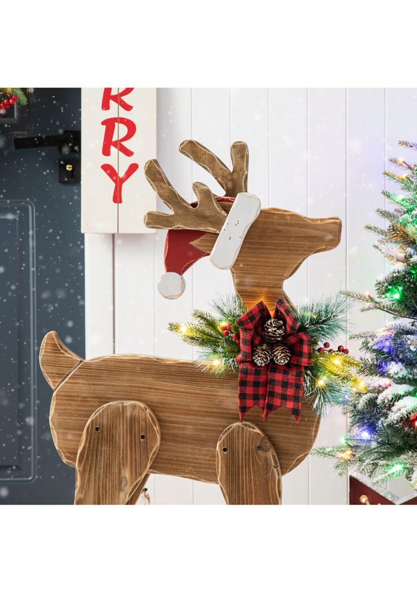 Chunky Wood Reindeer Porch Decor