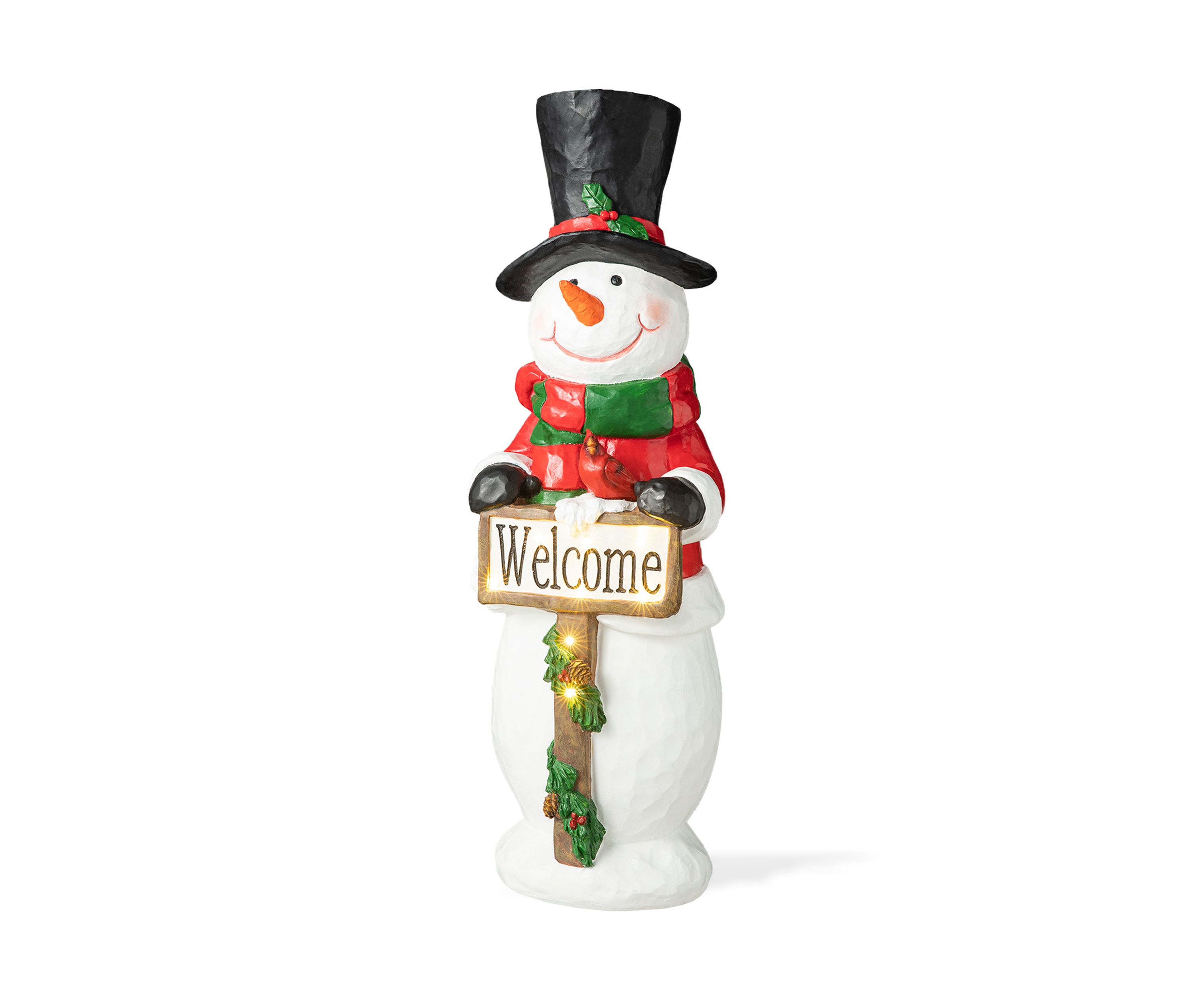 29.25-inchH Christmas Resin Snowman Porch Décor includes 8 Warm White Lights with Timer