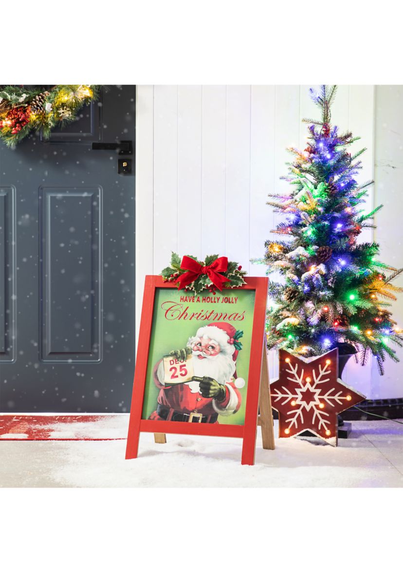 23.75-inchH Wooden -inchHave a Holly Jolly Christmas-inch Easel Porch Decor