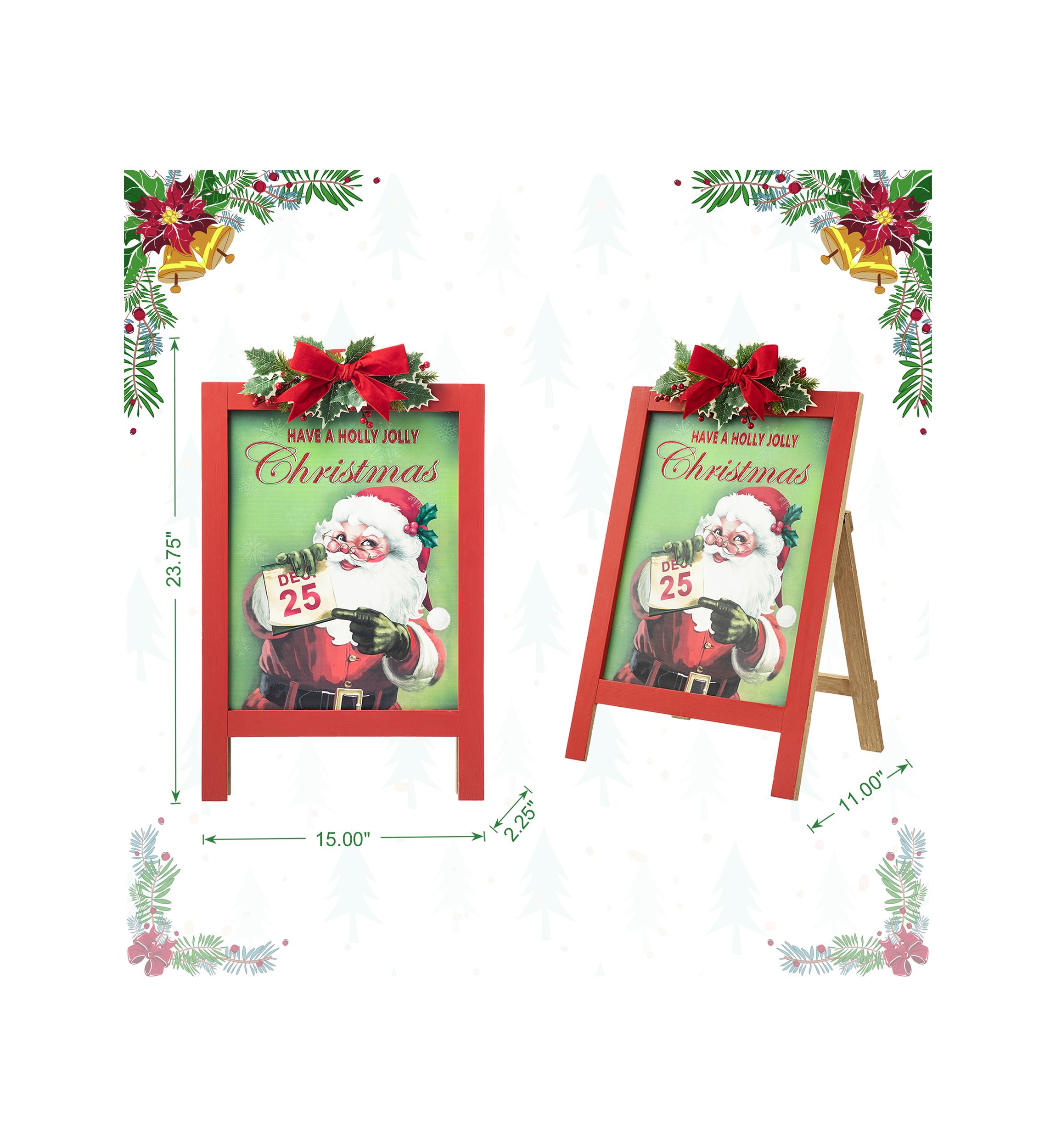 23.75-inchH Wooden -inchHave a Holly Jolly Christmas-inch Easel Porch Decor