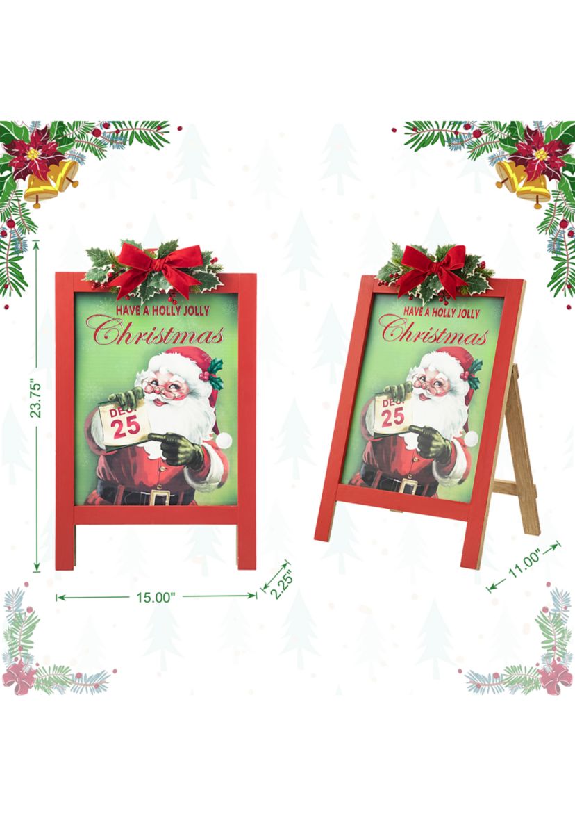 23.75-inchH Wooden -inchHave a Holly Jolly Christmas-inch Easel Porch Decor
