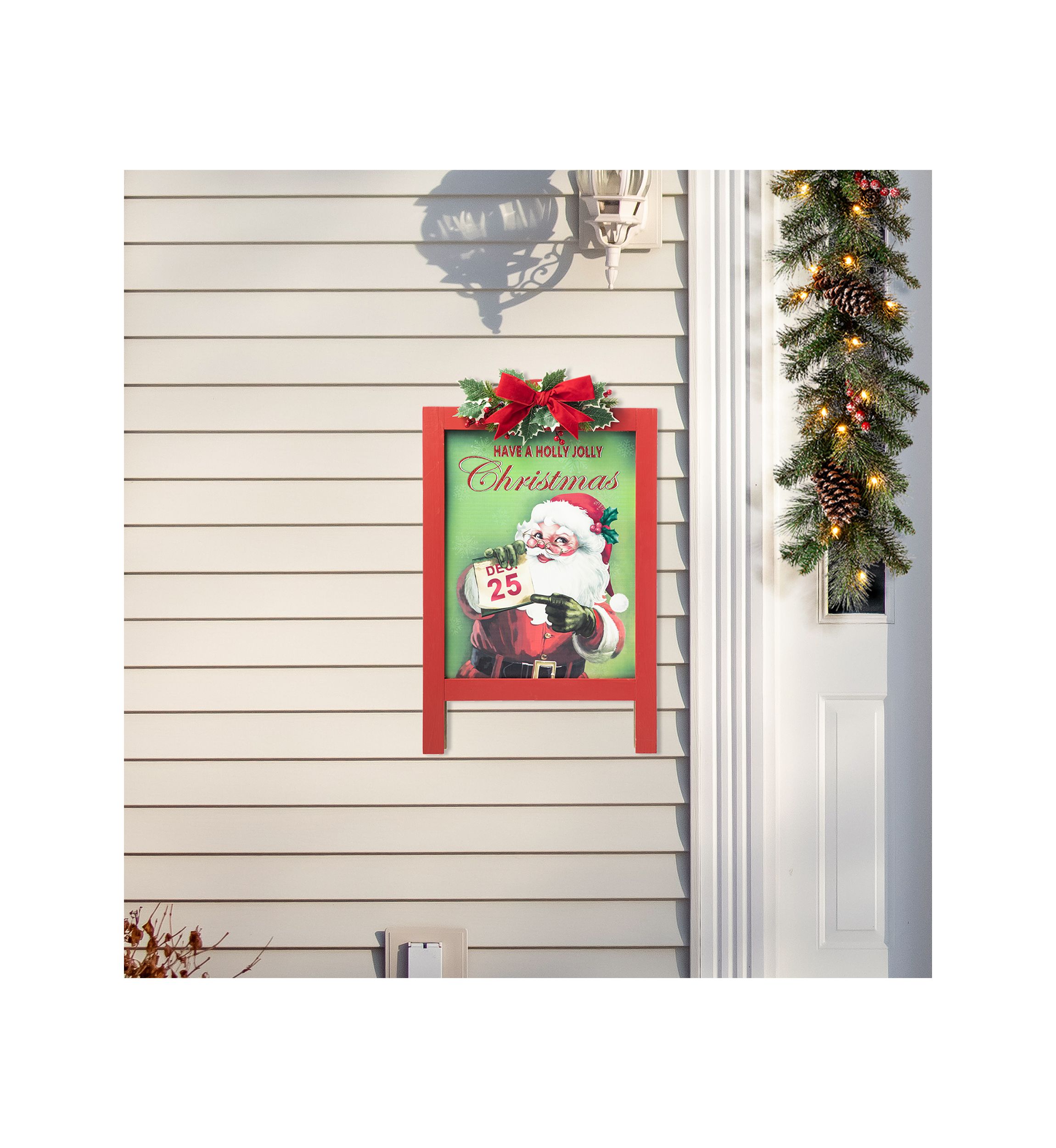 23.75-inchH Wooden -inchHave a Holly Jolly Christmas-inch Easel Porch Decor