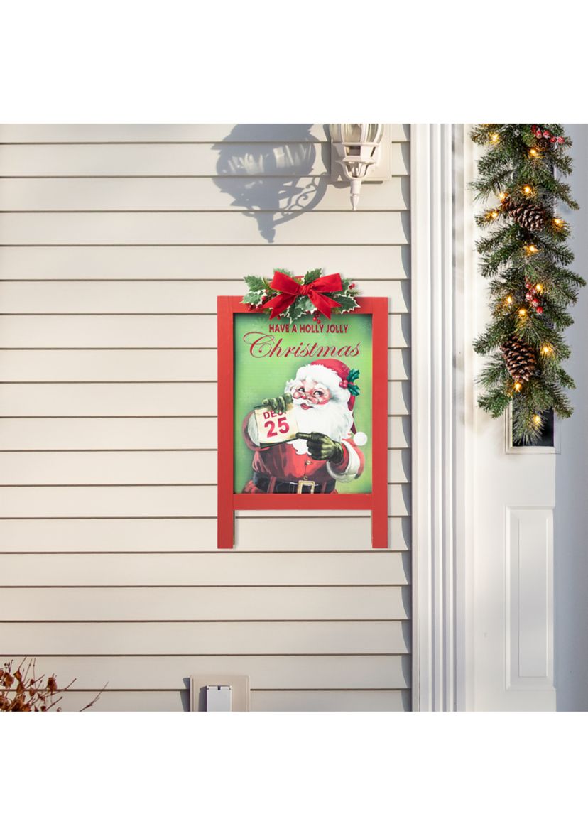 23.75-inchH Wooden -inchHave a Holly Jolly Christmas-inch Easel Porch Decor