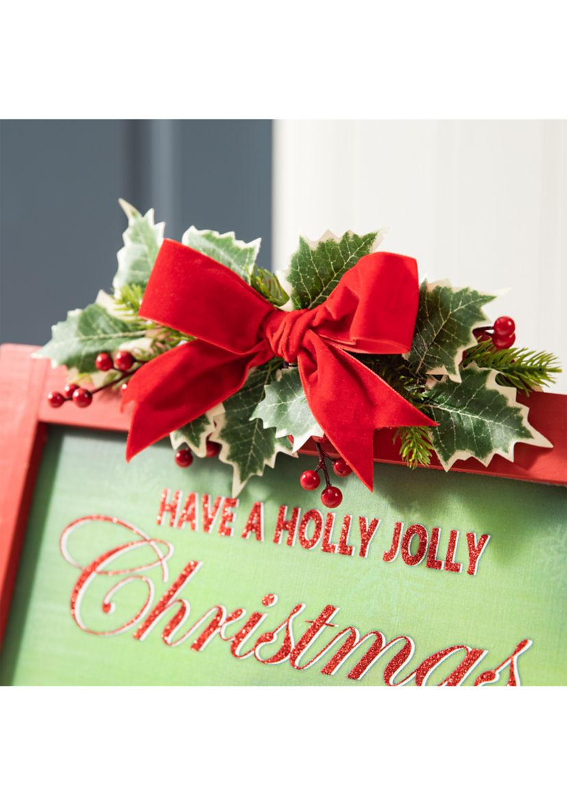 23.75-inchH Wooden -inchHave a Holly Jolly Christmas-inch Easel Porch Decor