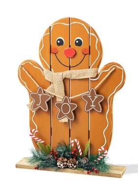 Glitzhome 24-inchH Wood Gingerbread Man Porch Decor -  76017262010100055