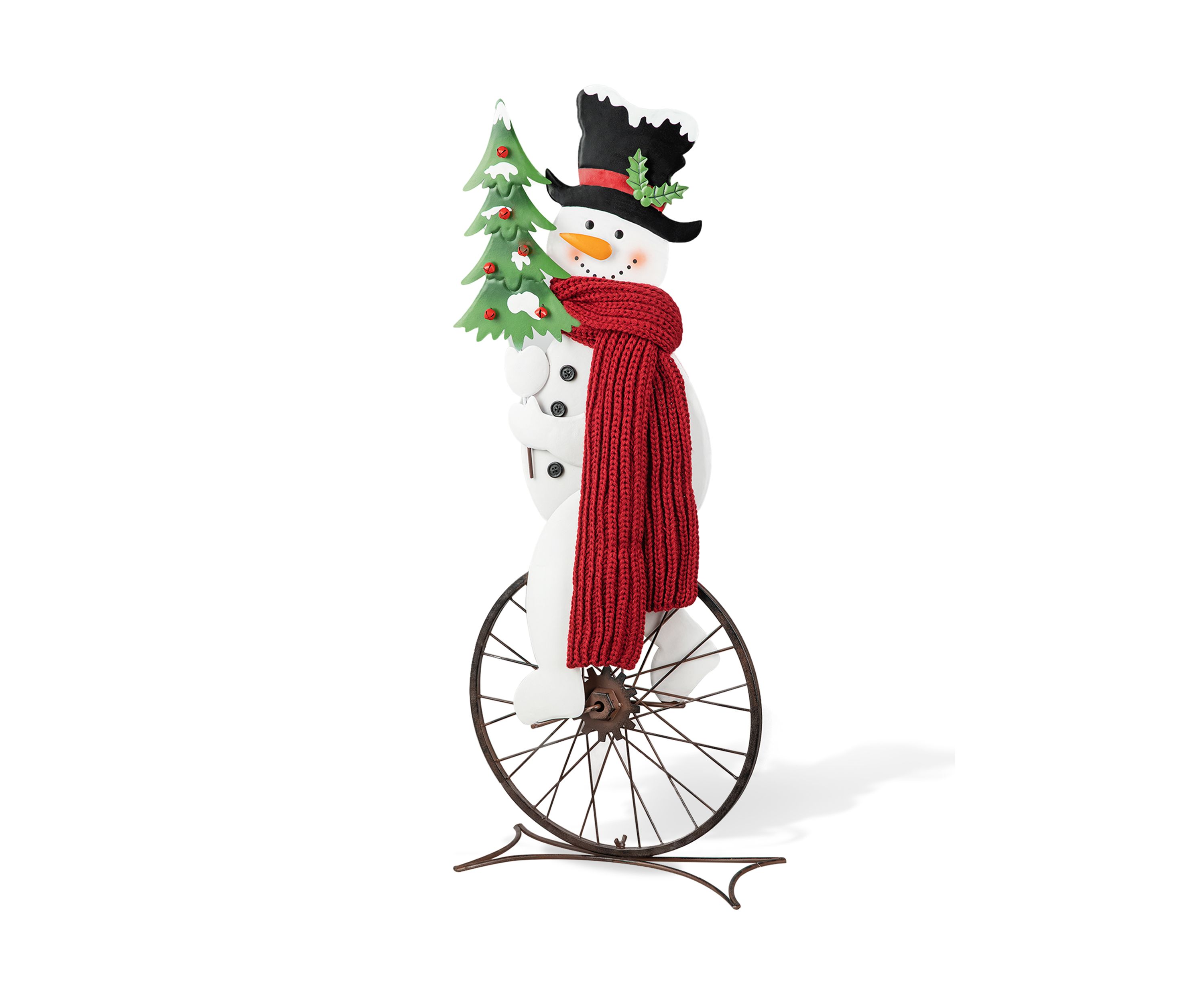 32-inchH Metal Snowman Riding Bike Porch Decor(KD)
