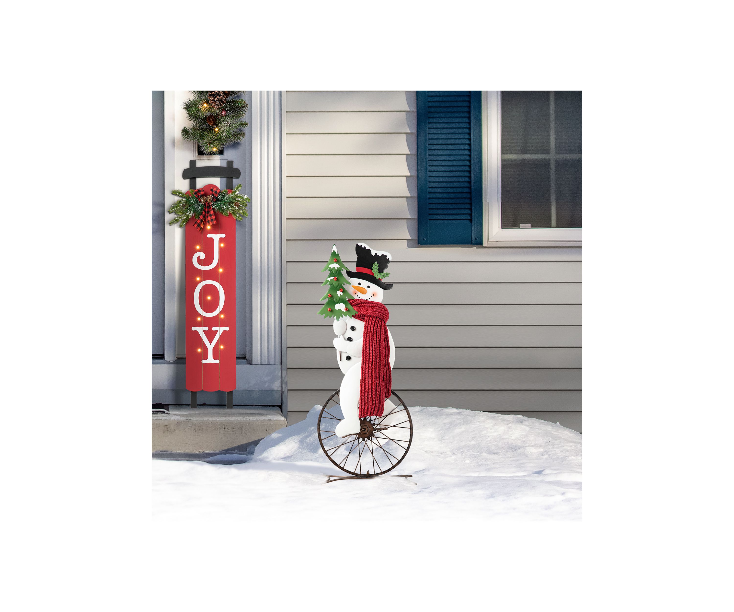 32-inchH Metal Snowman Riding Bike Porch Decor(KD)