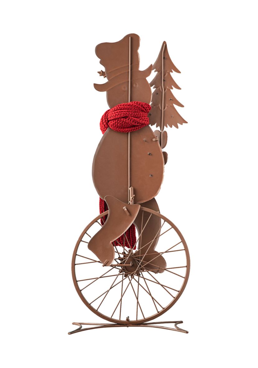 32-inchH Metal Snowman Riding Bike Porch Decor(KD)