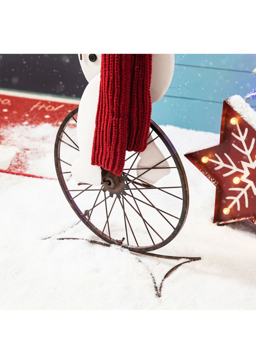 32-inchH Metal Snowman Riding Bike Porch Decor(KD)