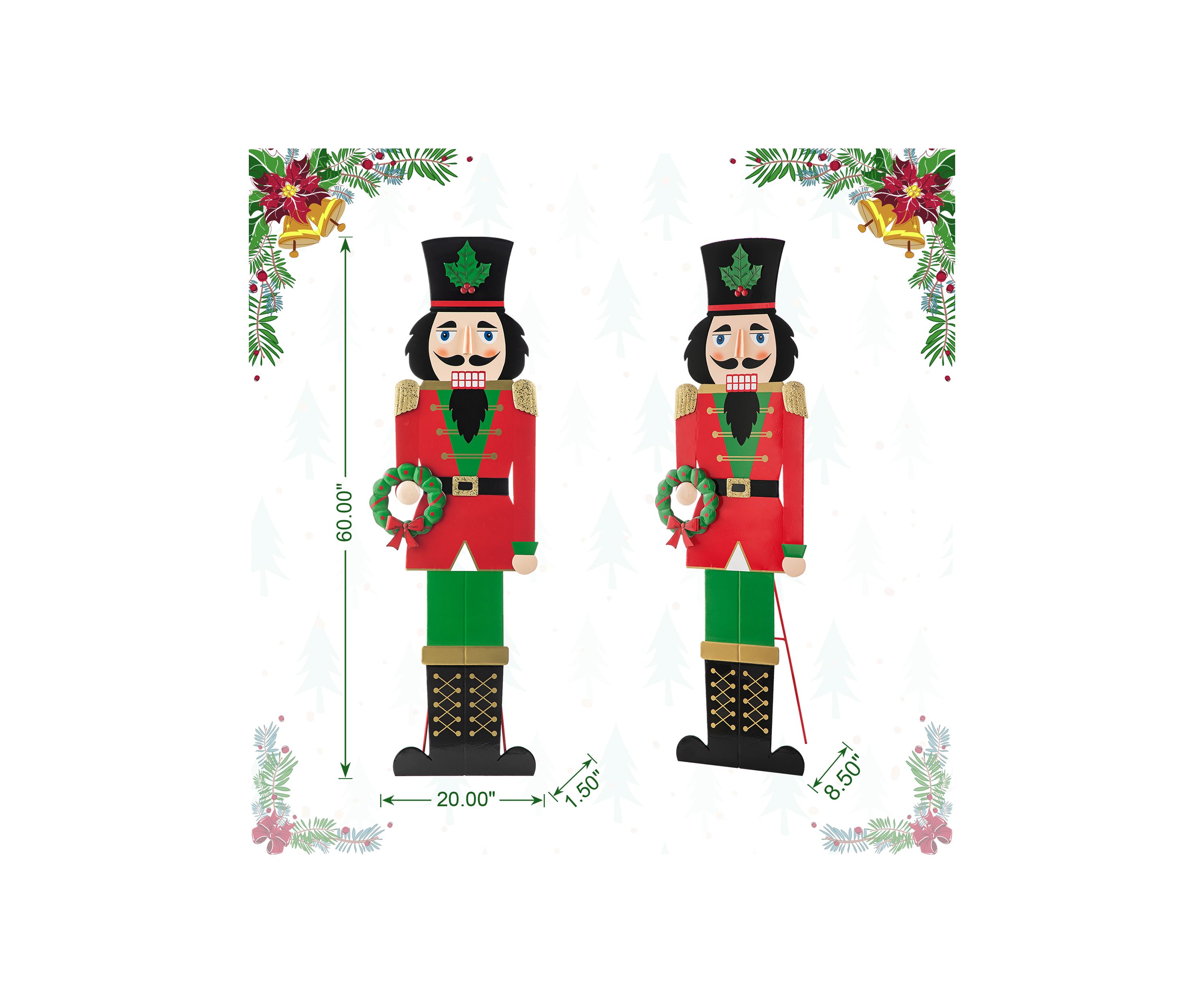 60-inchH Metal Nutcracker Porch Décor (KD)