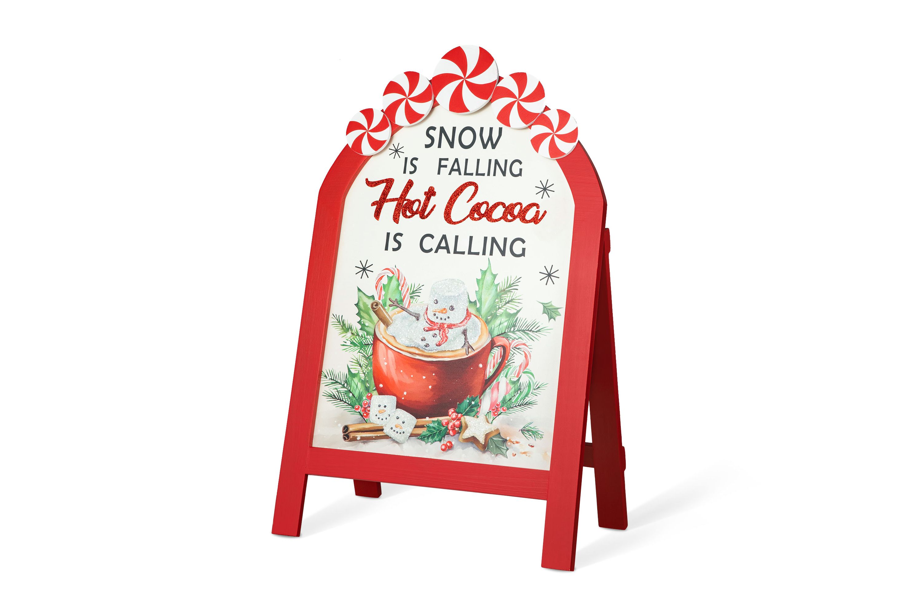 24.25"H Christmas Wooden Peppermint Easel Porch Decor