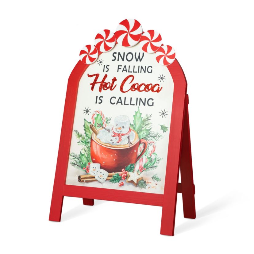 24.25"H Christmas Wooden Peppermint Easel Porch Decor