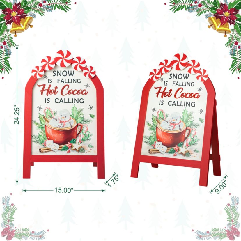 24.25"H Christmas Wooden Peppermint Easel Porch Decor