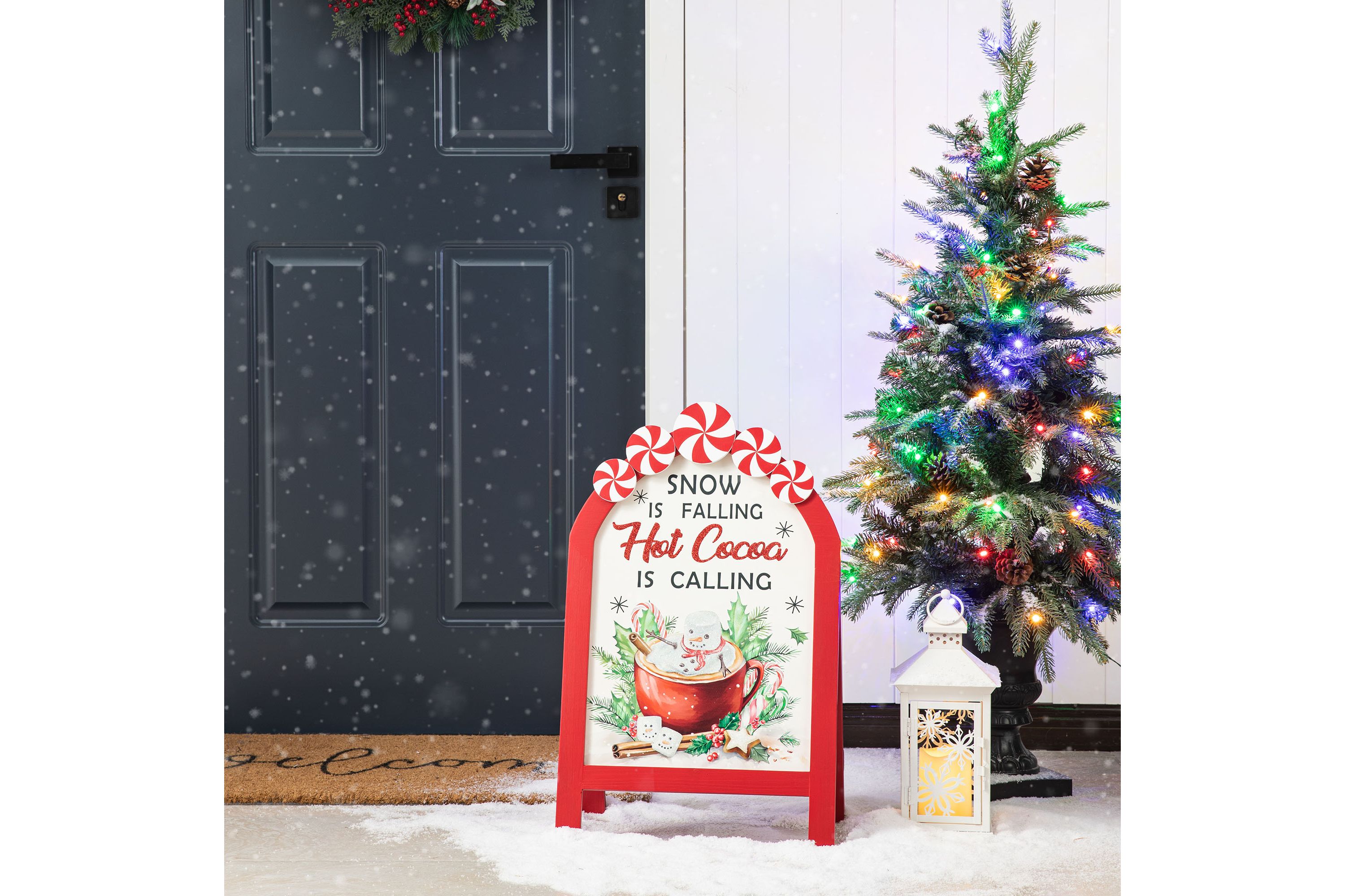 24.25"H Christmas Wooden Peppermint Easel Porch Decor