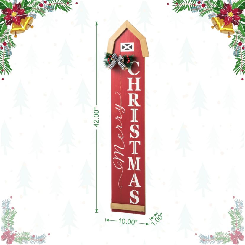 42"H Christmas Wooden"Merry Christmas" House Shape Porch Sigh