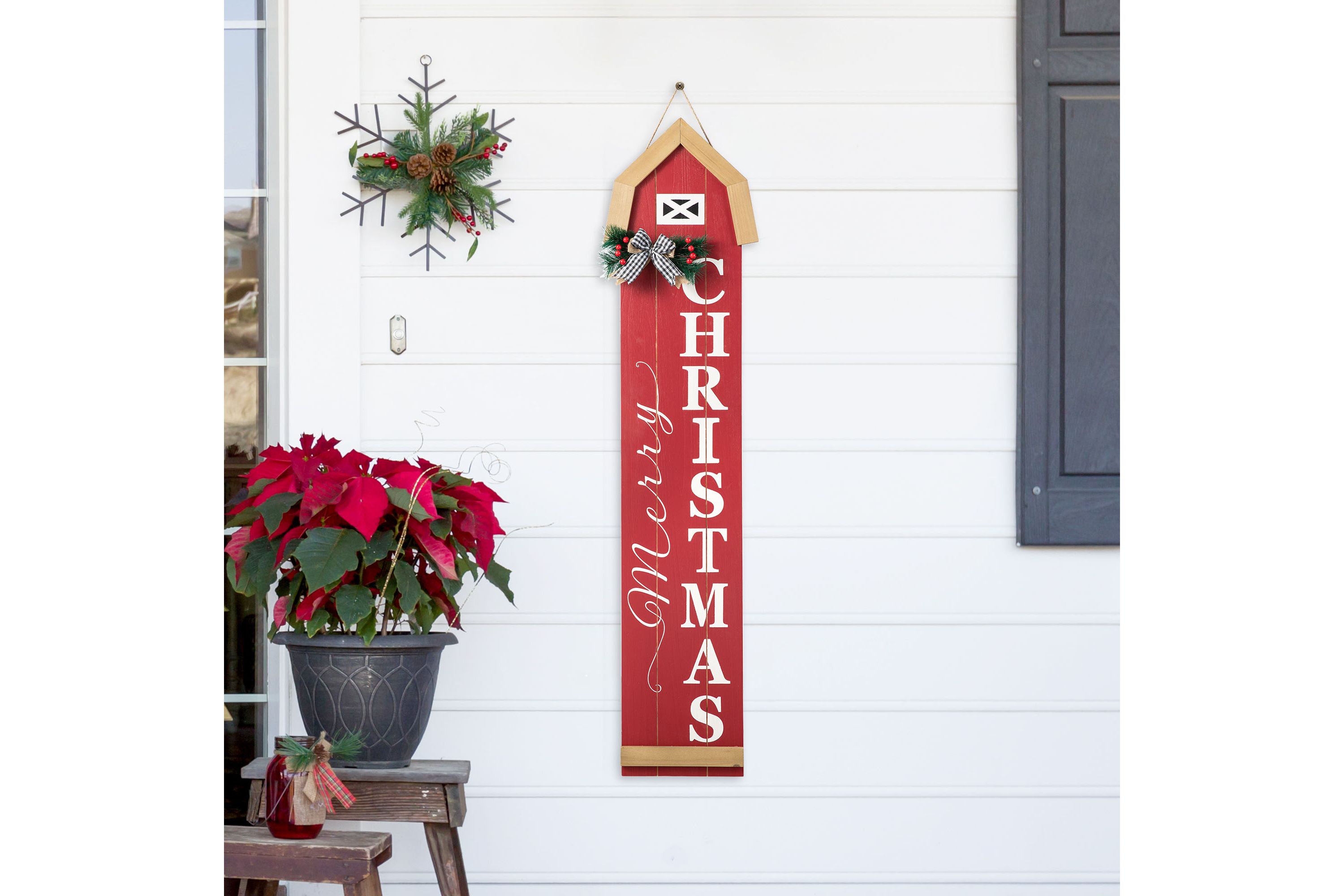 42"H Christmas Wooden"Merry Christmas" House Shape Porch Sigh