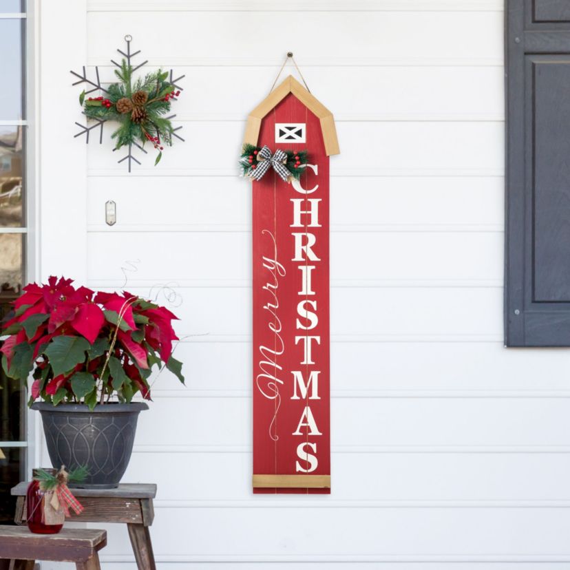 42"H Christmas Wooden"Merry Christmas" House Shape Porch Sigh