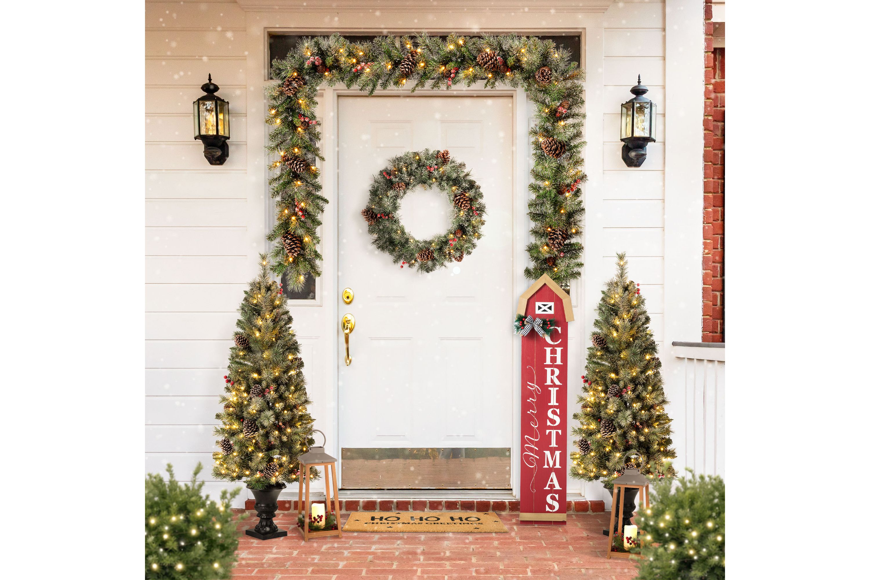 42"H Christmas Wooden"Merry Christmas" House Shape Porch Sigh