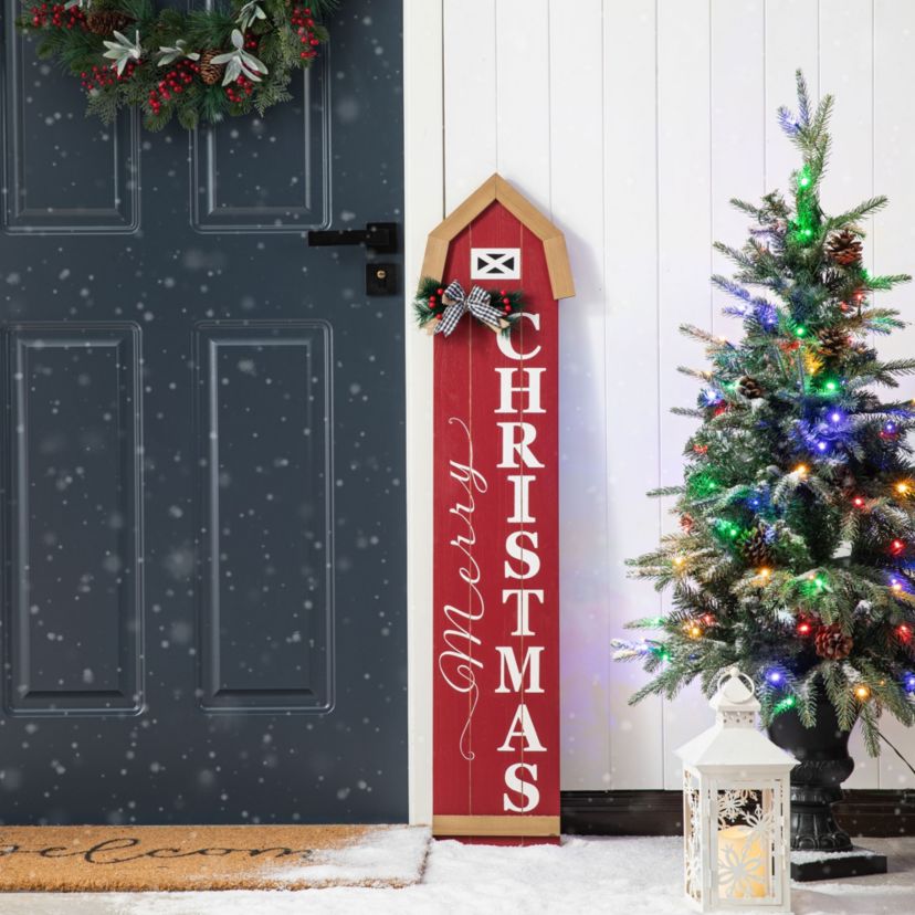 42"H Christmas Wooden"Merry Christmas" House Shape Porch Sigh