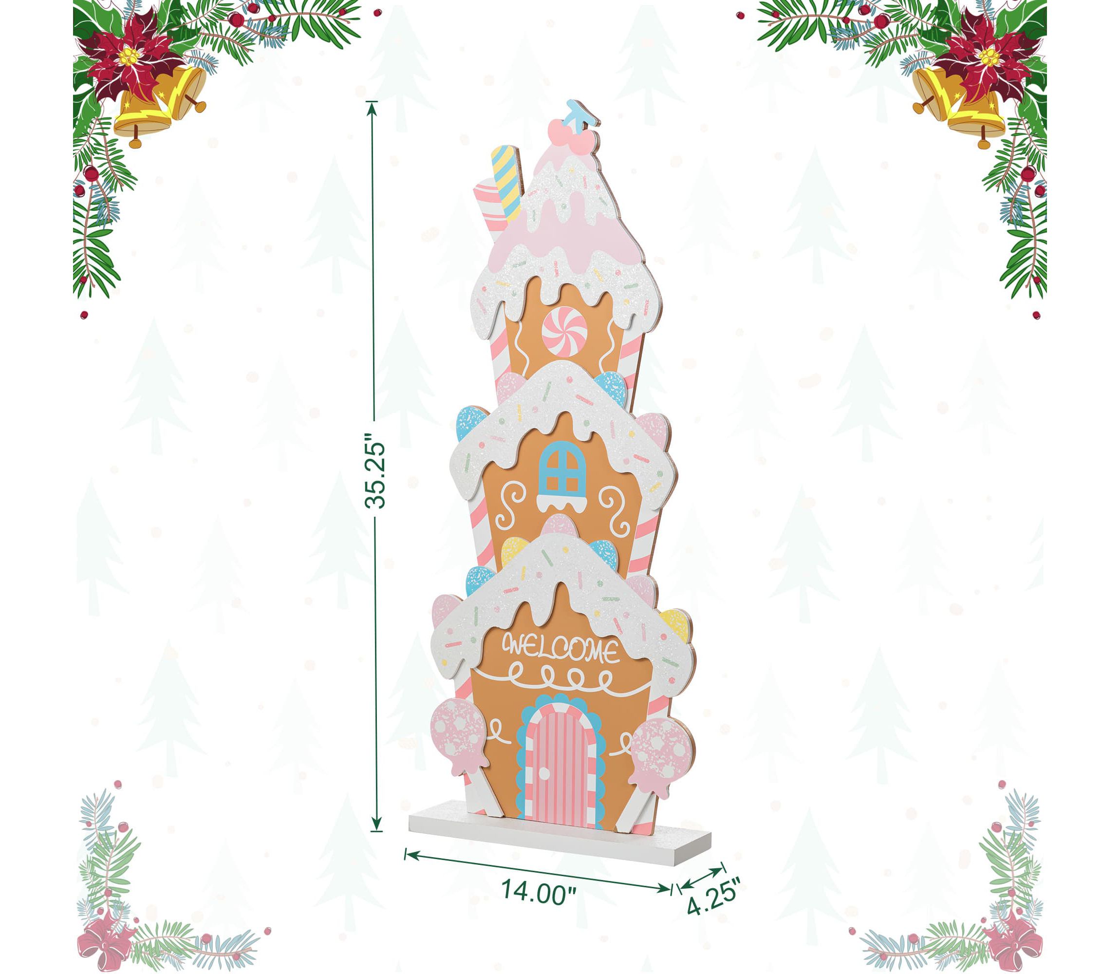 35.25”H Wooden Christmas Gingerbread House Porch Decor (KD)