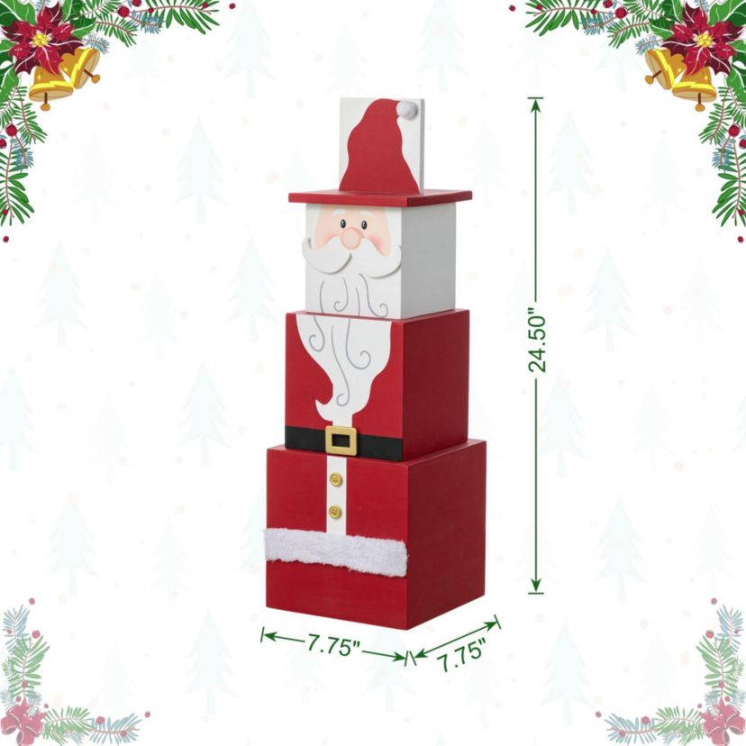 24.5"H Christmas Wood Santa and Nutcracker Reversible Boxed Porch Decor