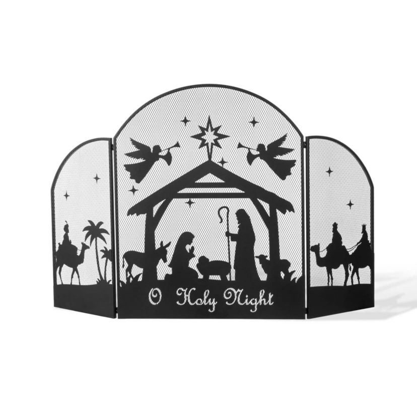 48"L Christmas Metal Mesh Silhouette Nativity Scene Screen