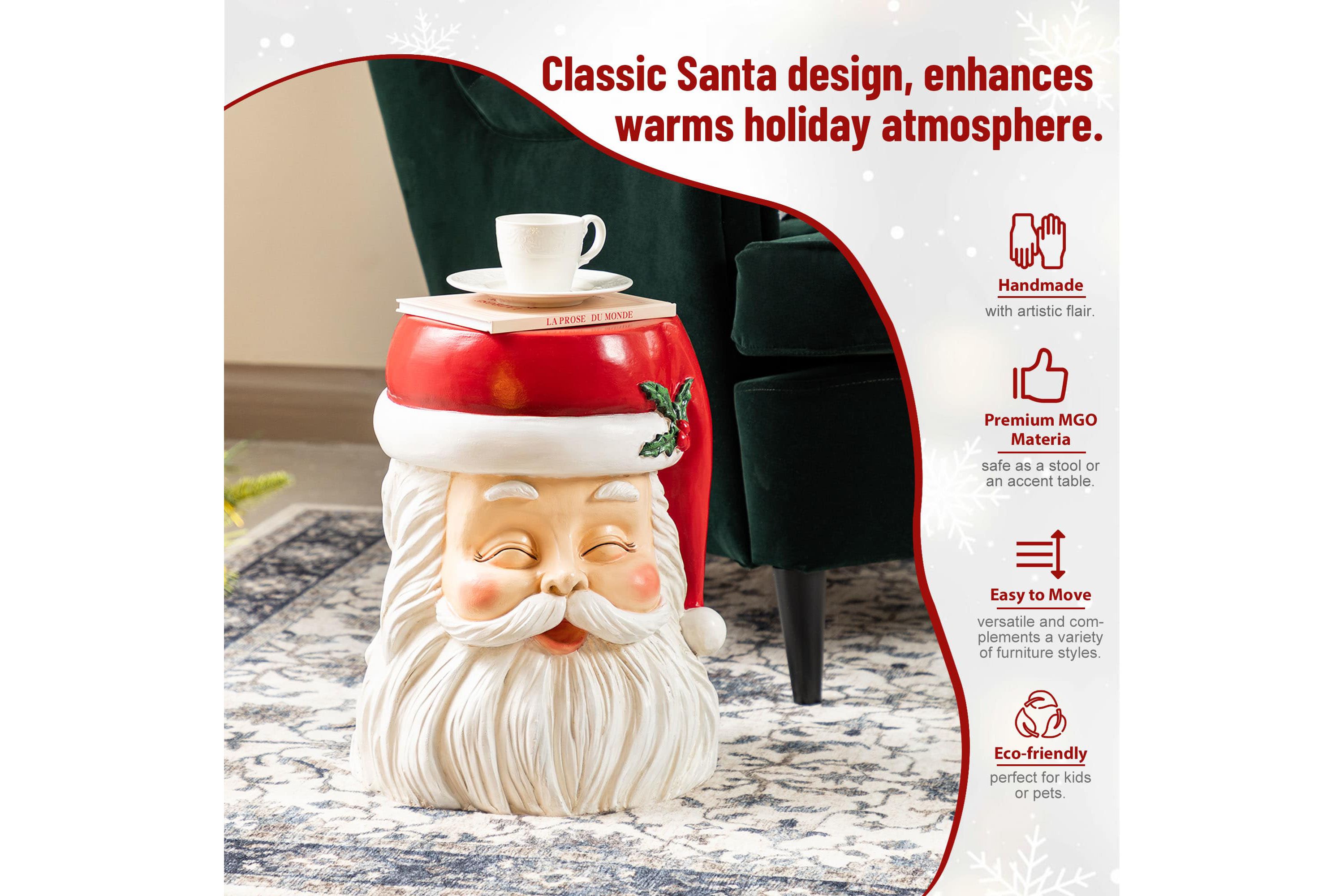 16"H Christmas MGO SantaStool or Accent Table