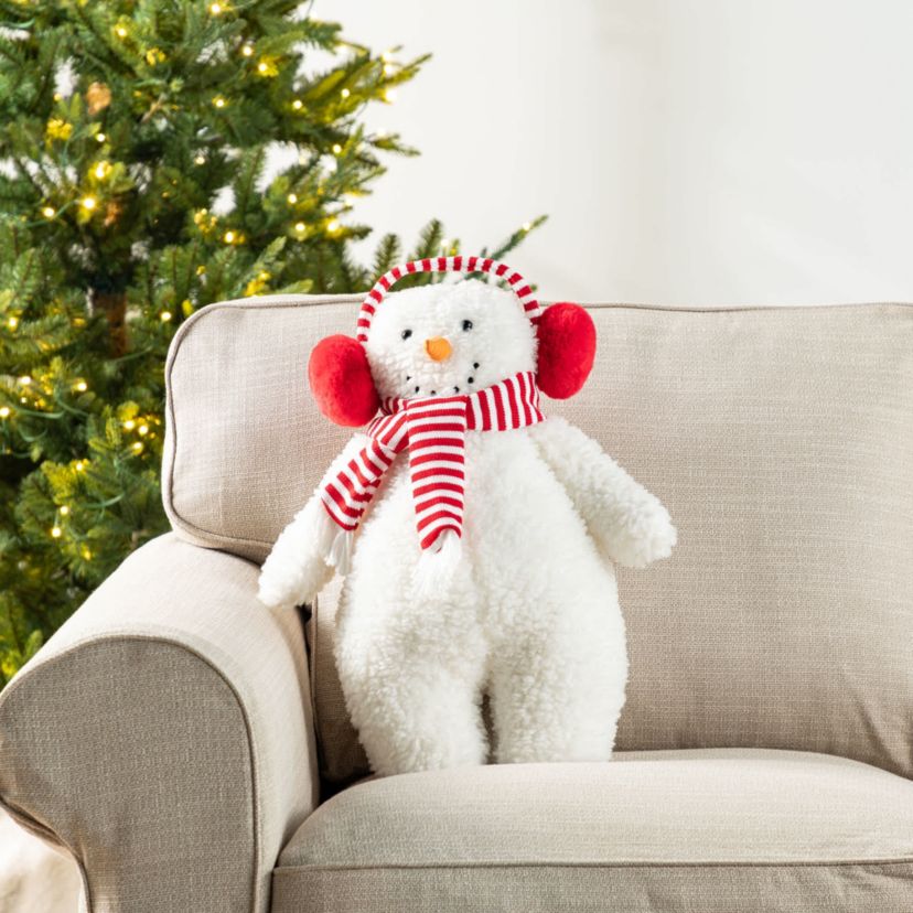 17.75"H Christmas Fabric Standing Snowman