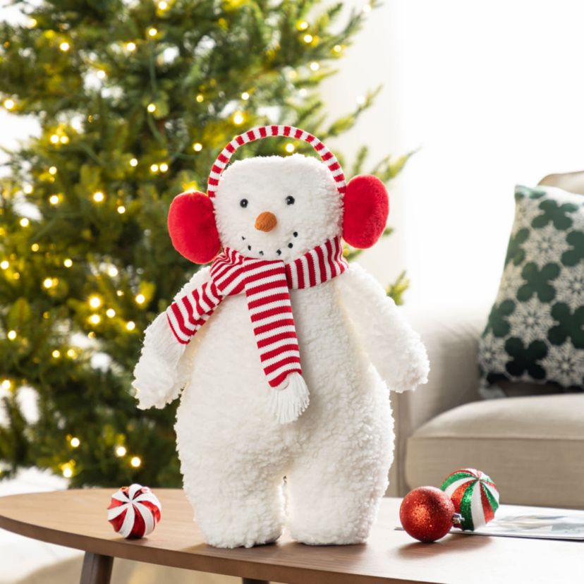 17.75"H Christmas Fabric Standing Snowman